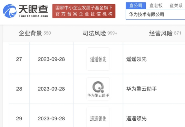 華為申請遙遙領先商標